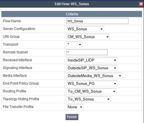 URI Group: Select the URI Group created in Section 7.2.1 to assign to the Flow. Received Interface: Select the Signaling Interface created in Section 7.4.