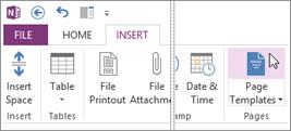 OneNote Create a new client property checklist Apply a OneNote template To apply a template, do the following: 1. On the ribbon, click Insert > Page Templates. 4.