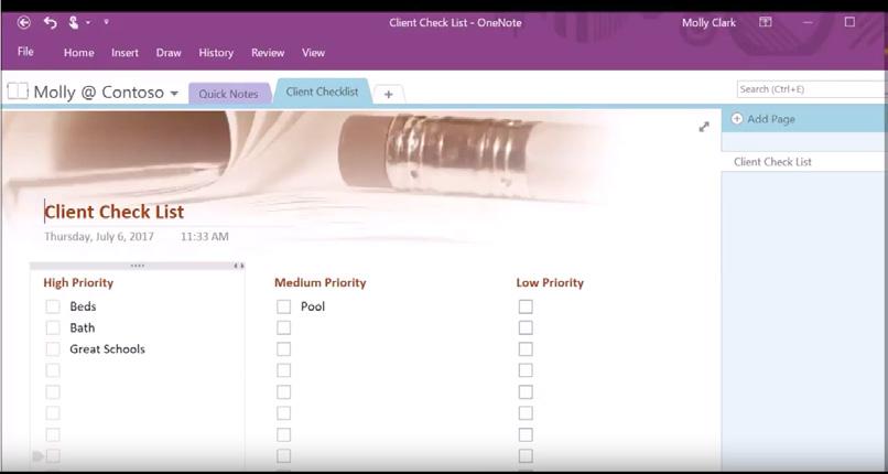 OneNote Create a client property checklist template When a buyer is looking at for a property, there are some common characteristics they look for.