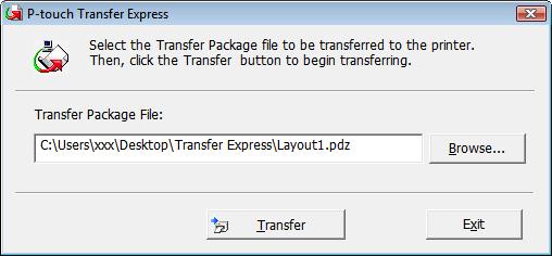 Transferring Templates with P-touch Transfer Express (Windows only) 2 When there are either multiple or no Transfer Package files (.