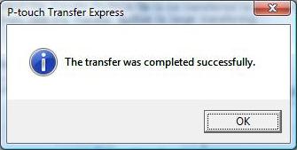 The transfer of the Transfer Package file begins.