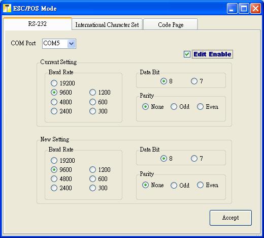 Current Setting Modification The function allows user to manually modify the COM port and current communication settings to match the parameters of the display Click Edit Enable to enable the