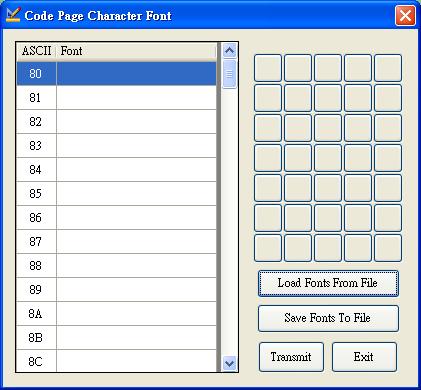 Download the Code Page Character Font This function allows user to download or revise the Code Page