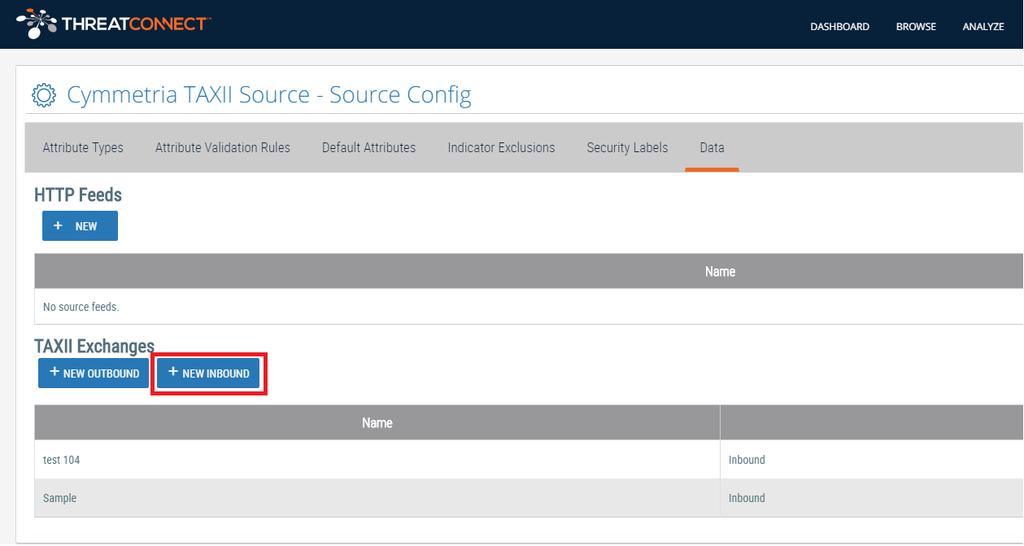 You will now need to configure the new inbound TAXII exchange.