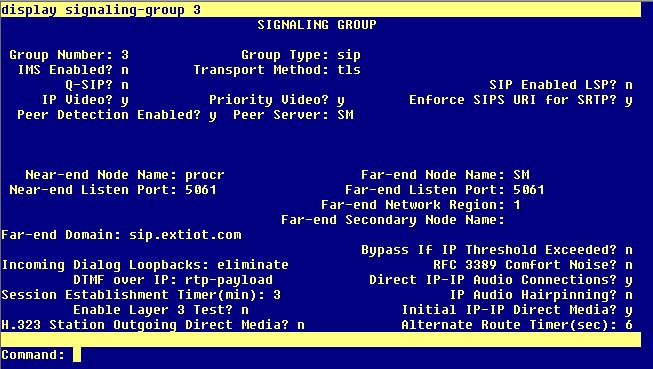 SIP signaling group to Session Manager defined above