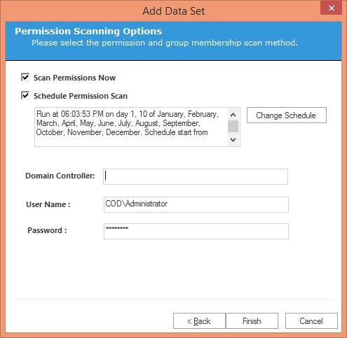 Figure 12: Configured the scheduling of scan c. Login Credentials: The software also fetches the permissions from any Domain Controller, which hosts Active Directory.