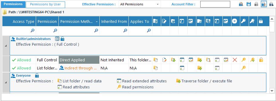 8 Other Reports Click it to save the report. Click it to view inherited permissions report. Click it to view direct permissions report.