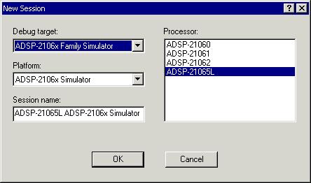 Tutorial Figure 2-6. New Session Dialog Box 2. Specify the target and processor information listed in Table 2-2.
