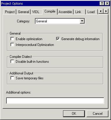 Tutorial Figure 2-12. Project Options Dialog Box: Compile Page When 8.