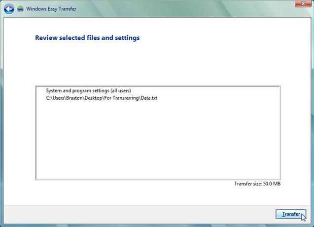 The Review selected files and settings window opens.