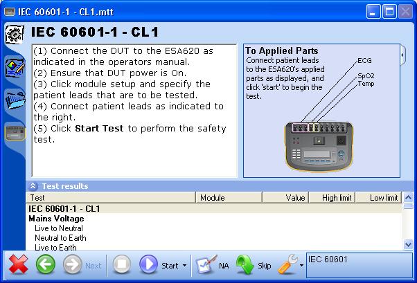 ESA620 Tests Performing a Safety Test 3 monitor. Figure 3-8. Sample Module Setup Screen gex08.