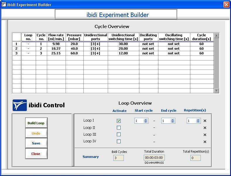 Once you have arranged your cycle list, you can click on the Experiment Builder button, as illustrated above.