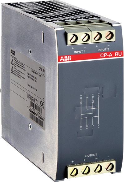2CDC 271 010 F0t06 Features Decoupling of CP power supply units with 2 inputs, each up to 20 A per input / channel Output up to 40 A True redundancy by 100 % decoupling of two parallel connected