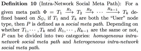 Intra-network social meta paths User follow/follow -1 write -1 write Word contain