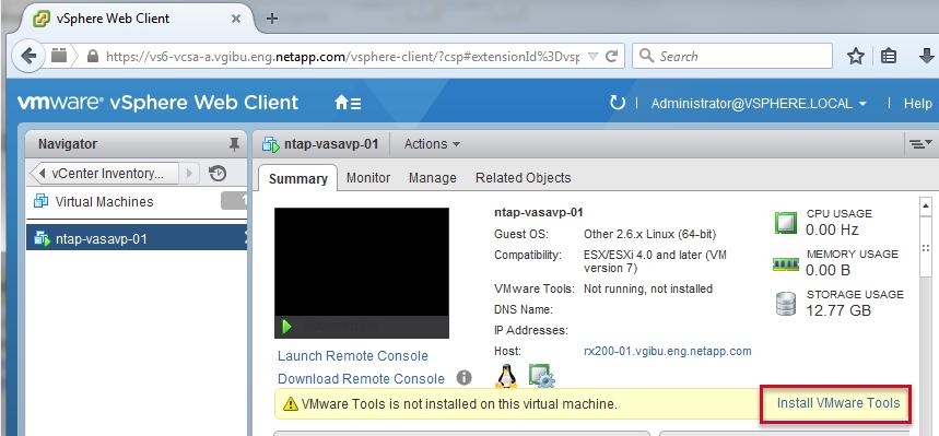 12. VMware Tools must be installed when you boot for the first time after deploying VASA Provider.