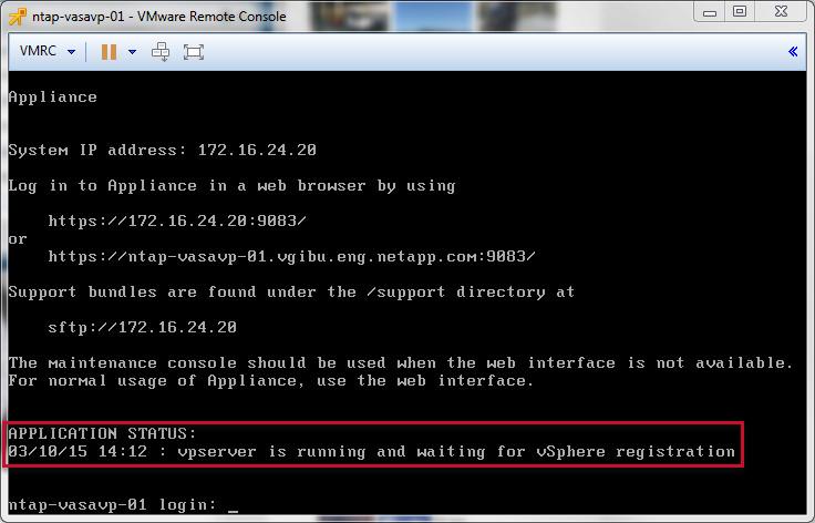 17. Wait for VASA Provider to start all processes and its status to change to vpserver is running and waiting for vsphere
