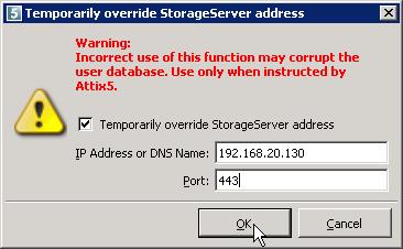Overriding the StorageServer IP Warning: Changing the StorageServer IP address will cause ALL Backup Clients that connect to it to use the new address.