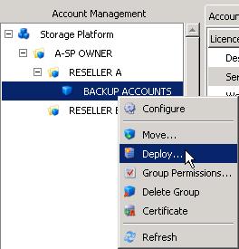 Right-click the name of the Backup Group to which the new user(s) should belong and then click Deploy. The Deployment Wizard will launch. 3.