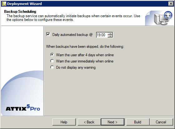 Desktop & Laptop Edition Backup Clients can warn the user if backups were skipped by displaying a popup message whenever a network connection is detected.