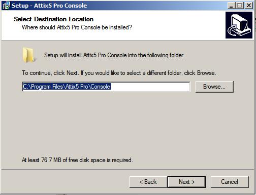 Step 2 of 6: Select a destination location To specify where the SP Console should be installed: 3 Either accept the default location by clicking Next; Or