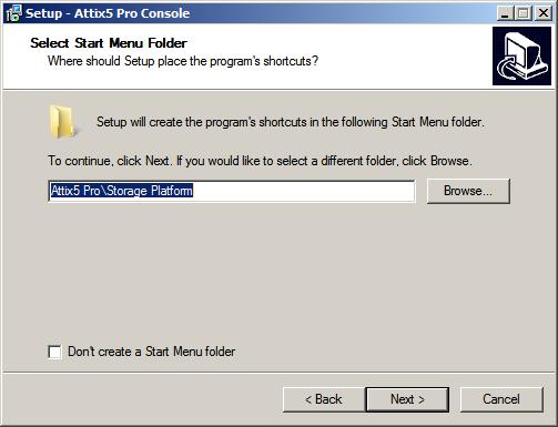Step 3 of 6: Select a Start menu folder To select the Start menu location: Either accept the default location by clicking Next; Or  Tip: If you do not