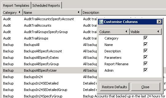 8 To show/hide property columns in the work area: 1. Click the Customize Columns button on the toolbar. 2.