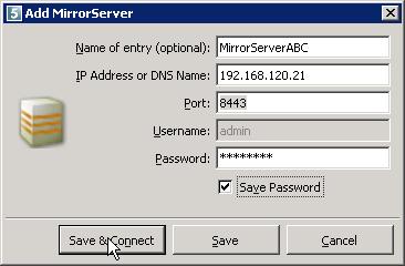 Connecting to a MirrorServer While you can use the SP Console to connect to the Storage Platform via the AccountServer as described above, you can also connect directly to a MirrorServer (MS).