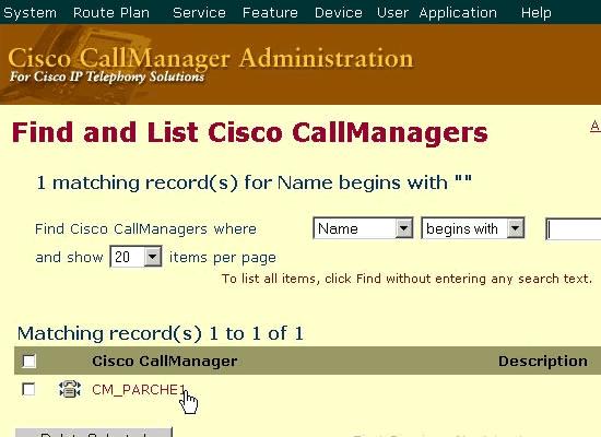 2. Select either your Cisco CallManager Server name or IP address. 3. Click Reset Devices.