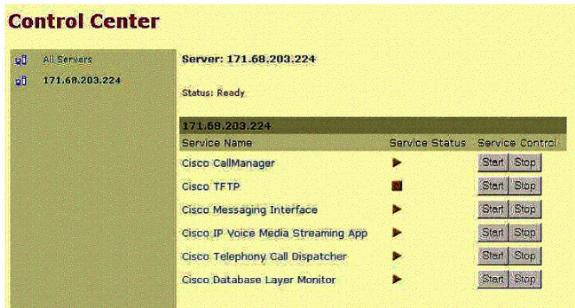 Select Service > Control Center in your Cisco CallManager Administration menu. When you see either your Cisco CallManager name or IP address, click on it. 2.