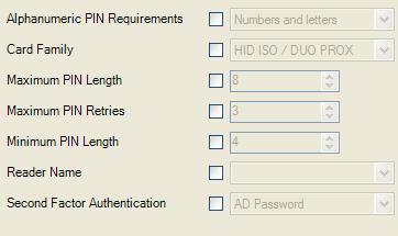 Authenticator Configuration Settings Proximity Card If you are using Proximity Cards, advanced settings are available in the ESSO-LM Administrative Console.