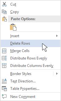 20.9 Inserting columns and rows You can change a table by inserting and deleting table elements. To insert rows or columns, first select the desired number of rows or columns in the table.