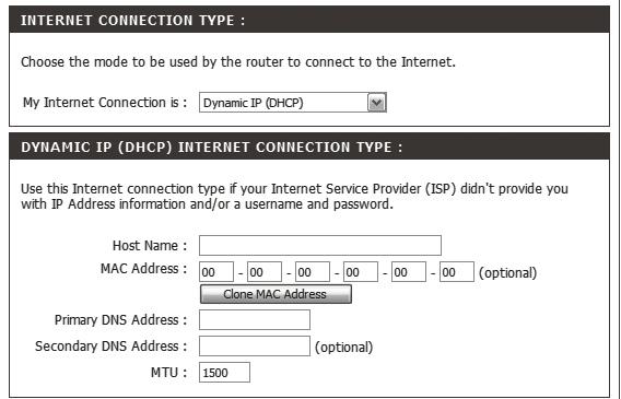 5. Select <Internet Connection Type>. Dynamic IP Address Environment 6. Select <Dynamic IP (DHCP)>. 7.