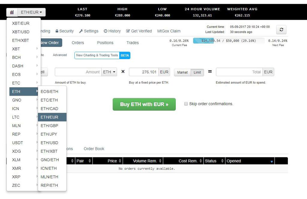 STEP 5 PURCHASING ETHEREUM Once your funds have appeared in your account (1-2 working days) you can start purchasing some cryptocurrency. Go to the Trade tab and select New Order.