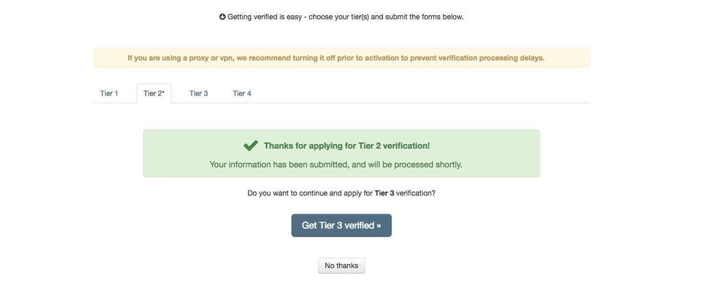STEP 3 VERIFY YOUR ACCOUNT TIER 2 For Tier 2, you ll need to add your home address and click Get Verified.
