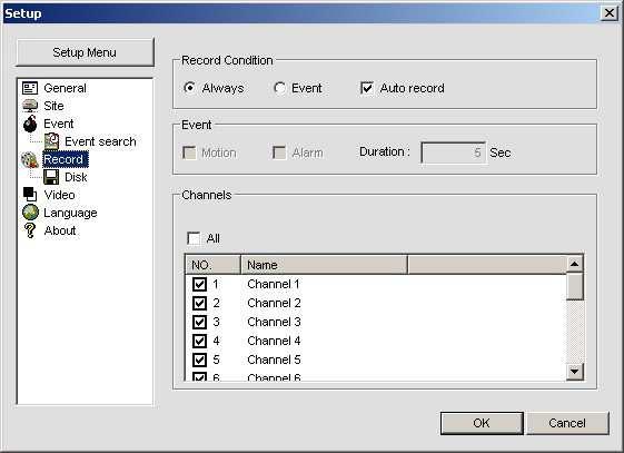 Select the local disk to use and the amount of disk space you want to allow the program to use for recording. 9. Network access using the Exclusive network viewer, UMS multi 9-1.