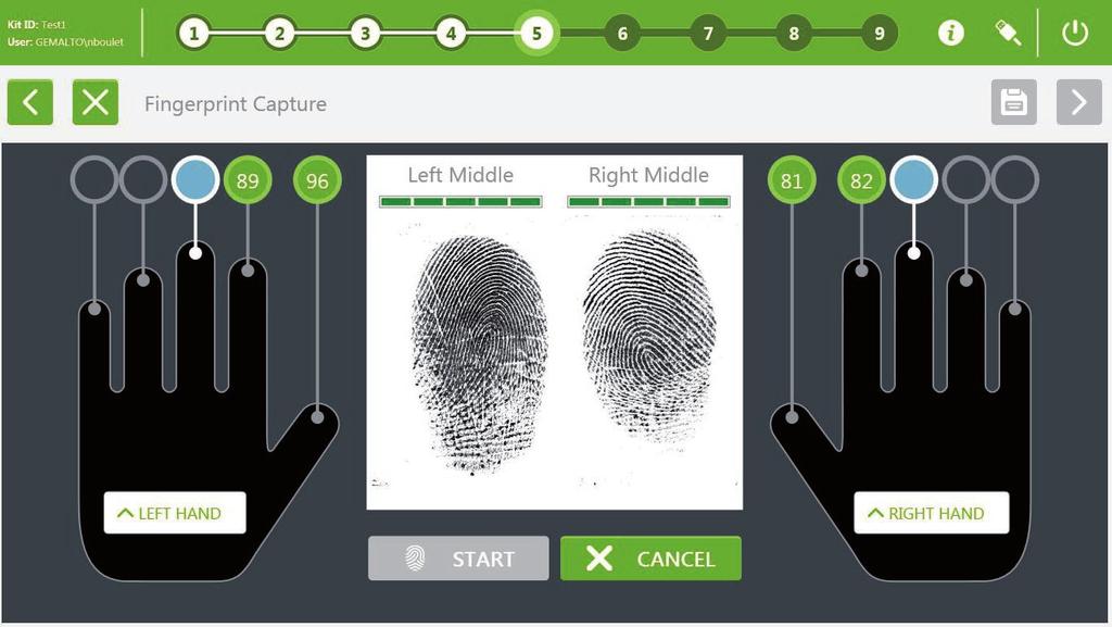 5 Capture signature 4 Capture fingerprints 3 Capture photo Application processing and Adjudication Personalization and issuance Enrollment The Coesys Enrollment solution is designed to provide: >