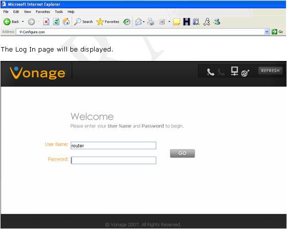Vonage V-Portal Web User Interface For most users, the V-Portal once installed will function properly without adjusting any settings.