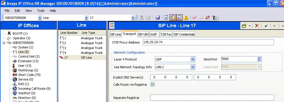 ITSP Proxy Address: Set to the AT&T Business in a Box over IP Flexible Reach Border Element IP address (e.g., 135.25.29.74). Network Configuration Layer 4 Protocol. Set to UDP.