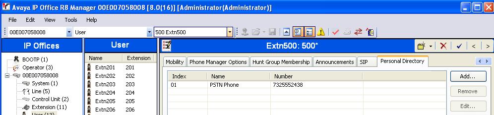 With the configuration shown below, if User Extn500 receives an inbound AT&T call from the telephone number 7325552438, the phone will display the name PSTN Phone (along with the number), even if