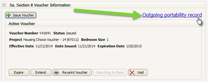 8 Once the voucher has been issued, you will need to click the Outgoing Portability record ink