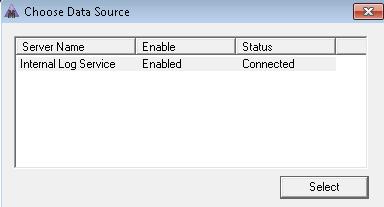Figure 2. The Data Source window 4. In the dialog box, select a log service. Only enabled and connected log servers are shown.