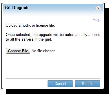 Manage a grid To upgrade the grid software or license 1. Put the grid in maintenance mode: From the Admin tab, click Grid Maintenance and then click OK. 2.
