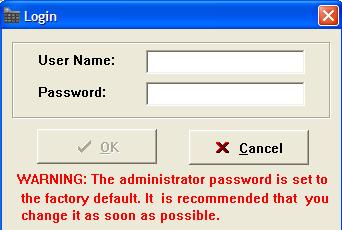 Login Screen: Default Login: dallas/ibutton Set Lock System Password: It is mandatory to change and