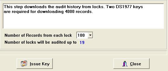 4. Audit Trial Click Mission Management on the main screen toolbars and select the Get Audit Trail Icon. 1. Snap the program key to the encoder and click on Issue Key button. 2.