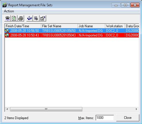 Chapter 4 Entity Administration 2. Double-click on Report Management File Sets. The Report Management File Sets screen appears.