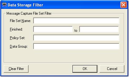 Chapter 4 Entity Administration Filtering the Message Capture File Set List When thousands of file sets exist, it is often desirable to filter the list that is being displayed.