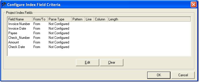 Chapter 8 Integration Definitions 16. Click Configure in the Index Field Criteria section. The Configure Index Field Criteria dialog box appears. Configure Index Field Criteria 17.