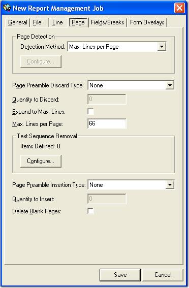 Chapter 9 Report Management Page Settings Page settings allow you to configure the page detection method and related page preamble settings.