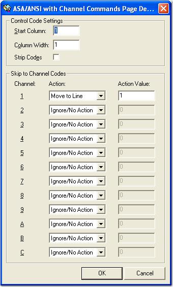 Chapter 9 Report Management To configure ASA/ANSI Channel Commands: 1. In the Page tab, select the ASA/ANSI with Channel Commands detection method. 2.