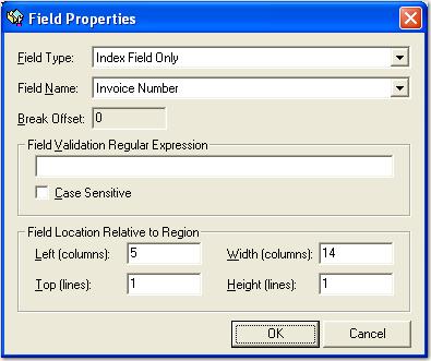 Chapter 9 Report Management Configuring Fields You can configure individual fields within a region and define them as index fields, document breaks, or index fields and document breaks.
